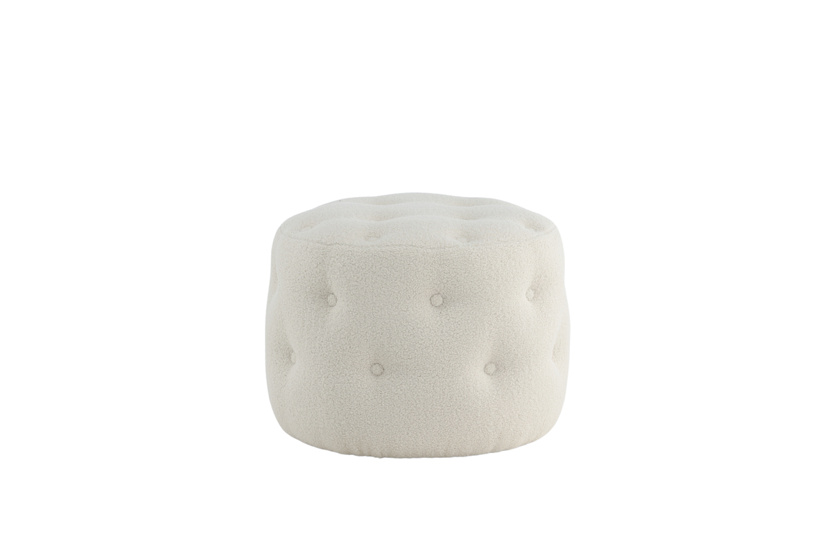 Venture Design Benjamin Puf  Rund Hvid Bamsestof  ø55