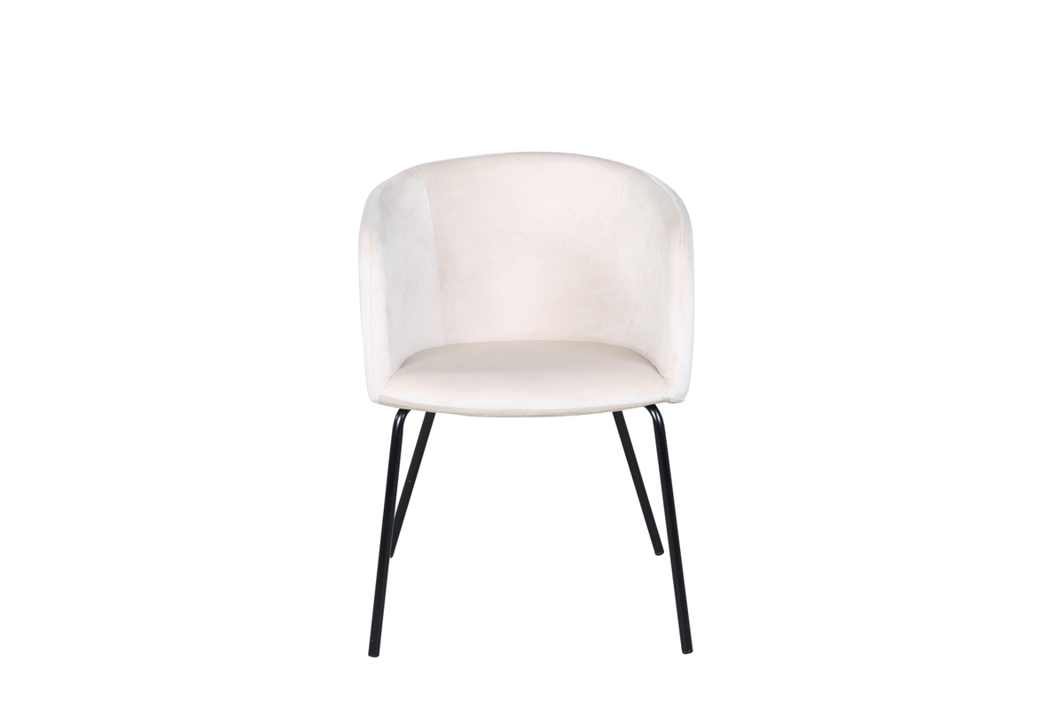 Venture Design Berit Spisebordsstol     Armlæn Beige Fløjl Og Sort Stål