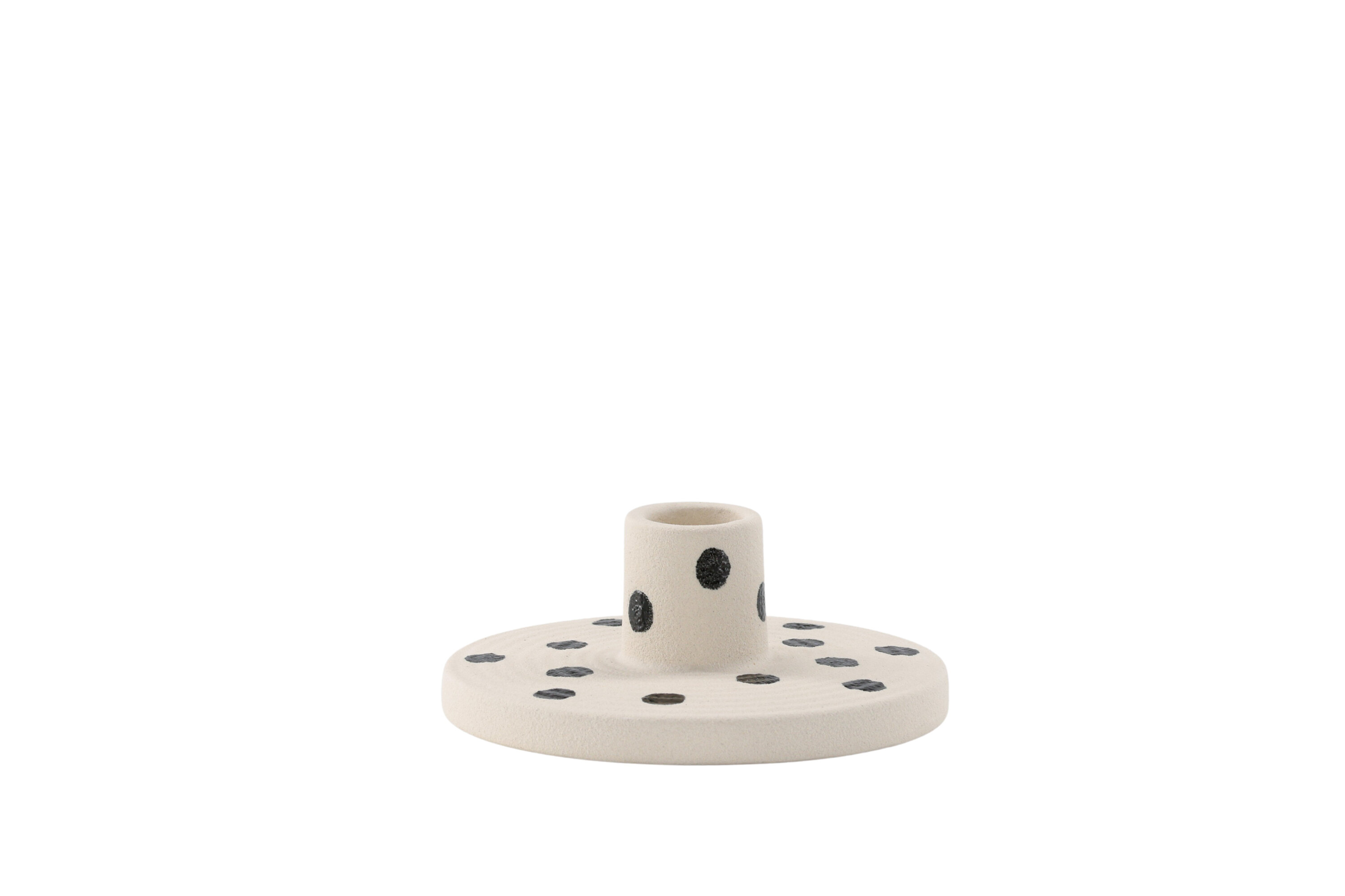 Venture Design Bette Lysestage  Rund Hvid Sorte Prikker Stentøj  B12xh5