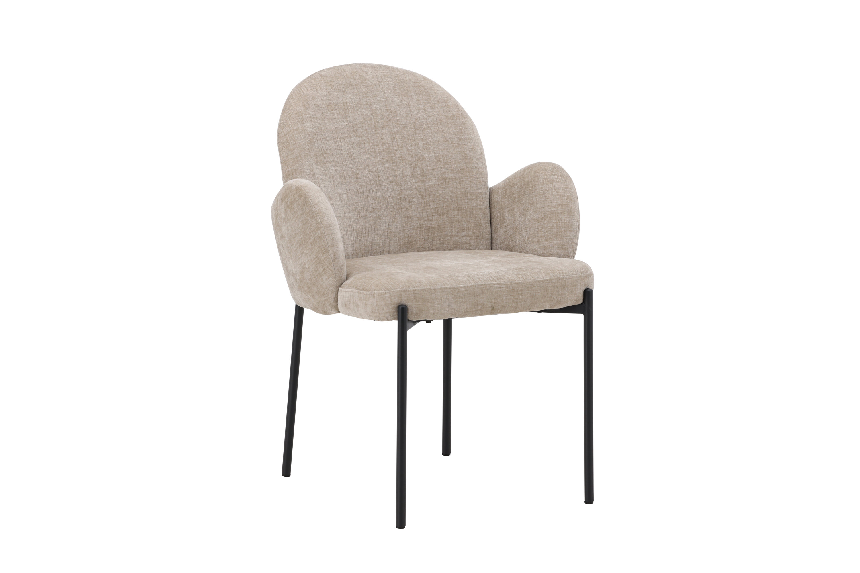 Venture Design Blom Spisebordsstol     Armlæn Beige Stof Og Sort Stål