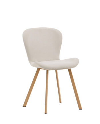 Venture Design Lilja Spisebordsstol Beige Stof Og Stål Med Egetræslook