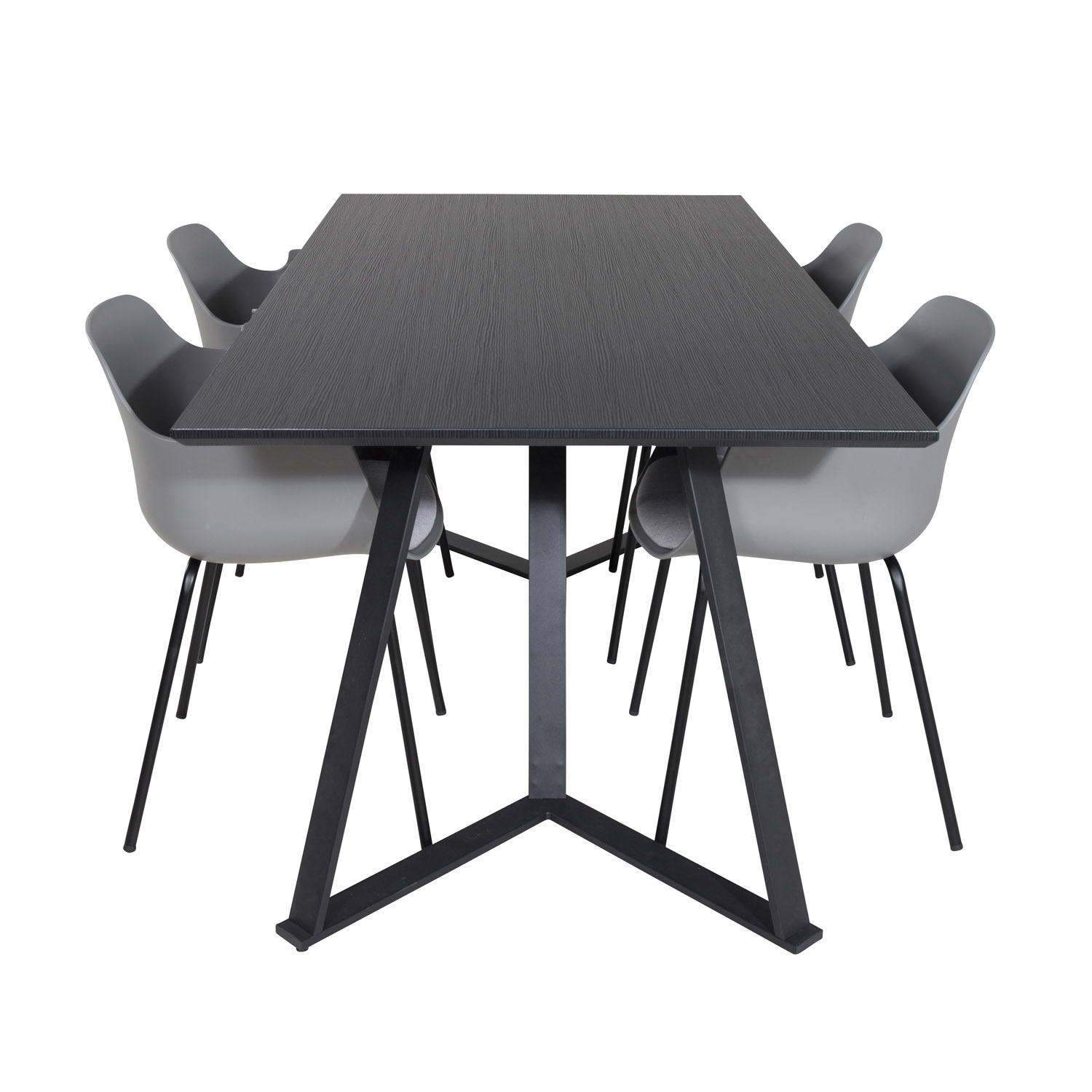 Venture Design Marina Spisebordssæt       Stole Sort Finer Sort Metal Og Grå Plastik Sort Metal