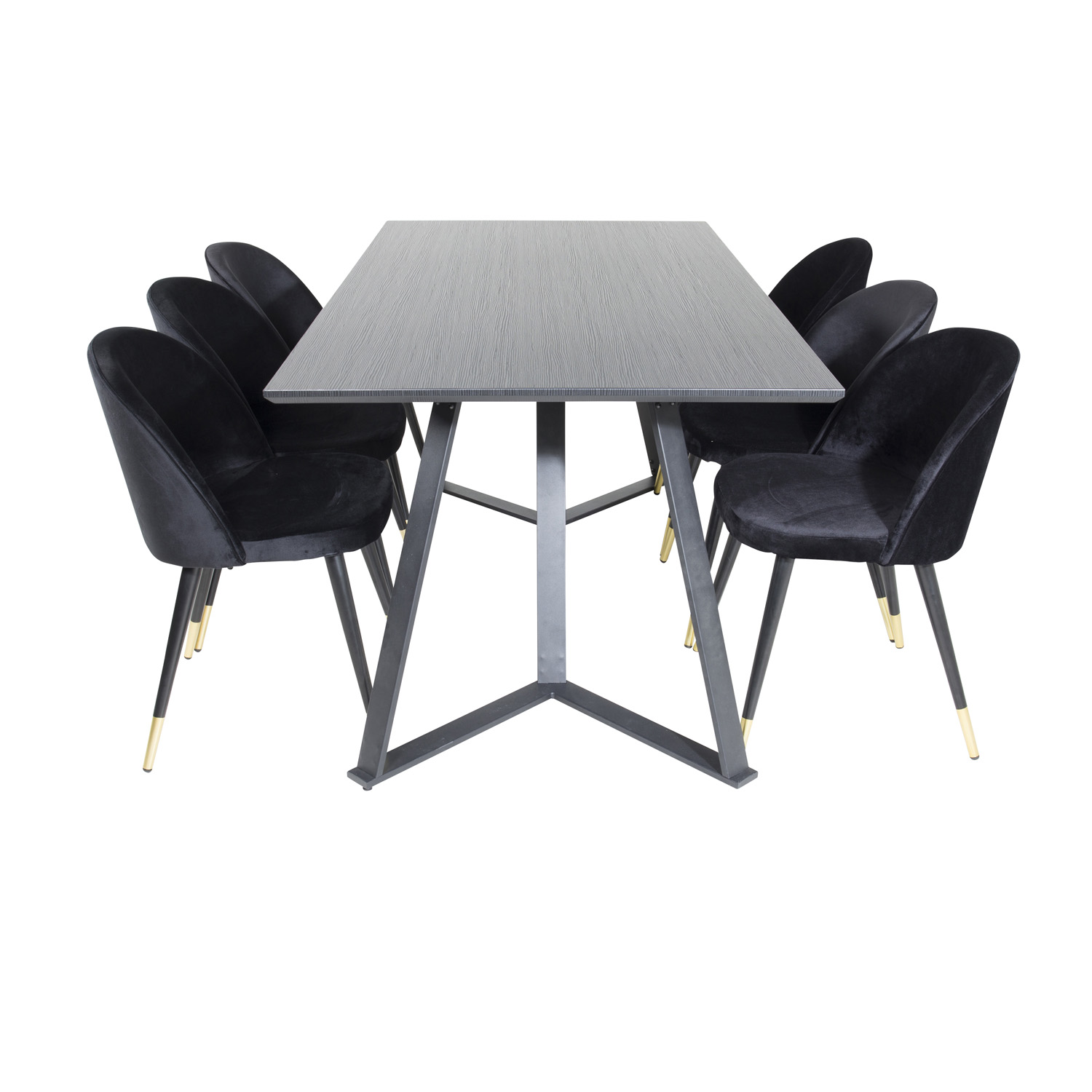 Venture Design Marina Spisebordssæt       Stole Sort Finer Sort Metal Og Sort Fløjl Sort Metal