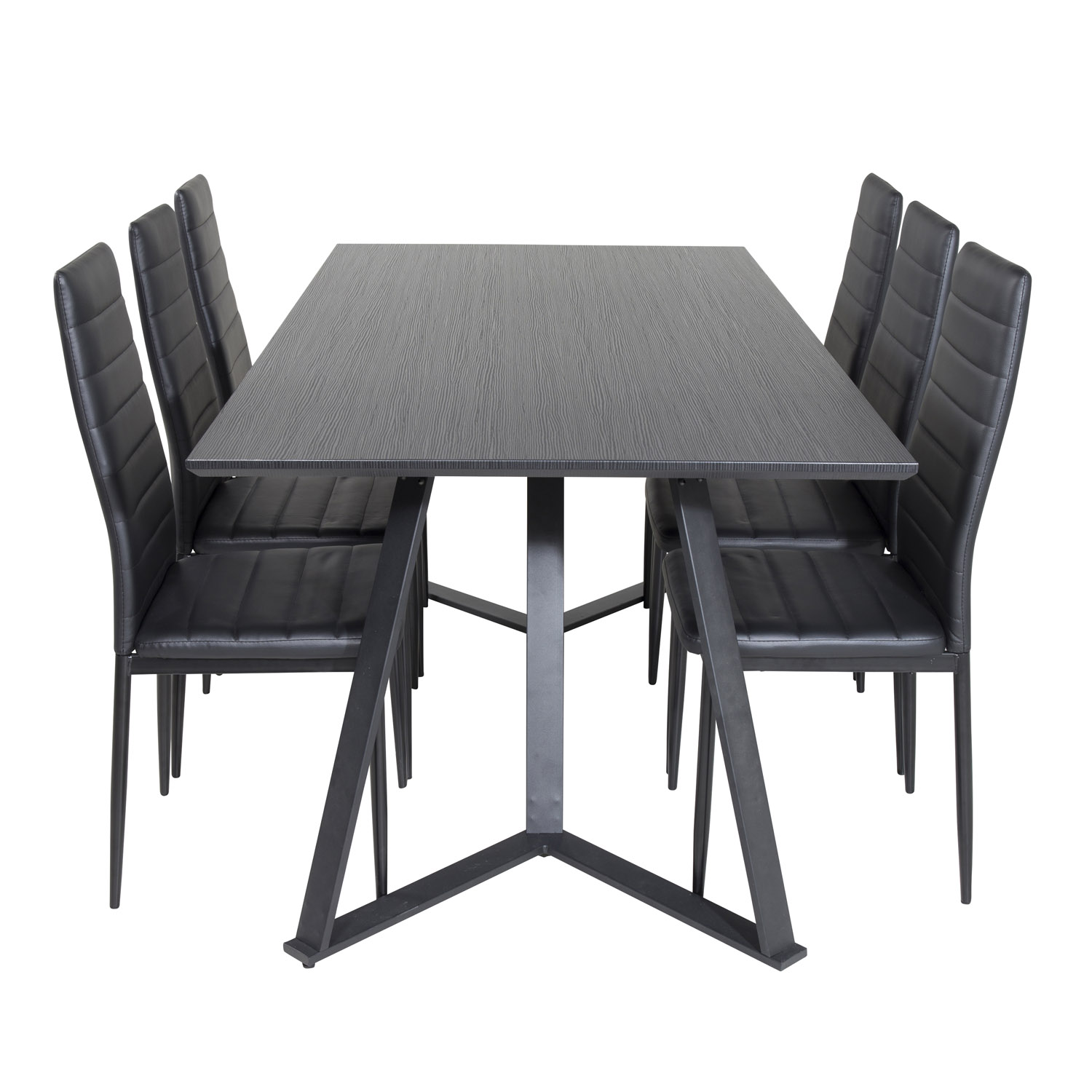Venture Design Marina Spisebordssæt       Stole Sort Finer Sort Metal Og Sort Pu Sort Metal