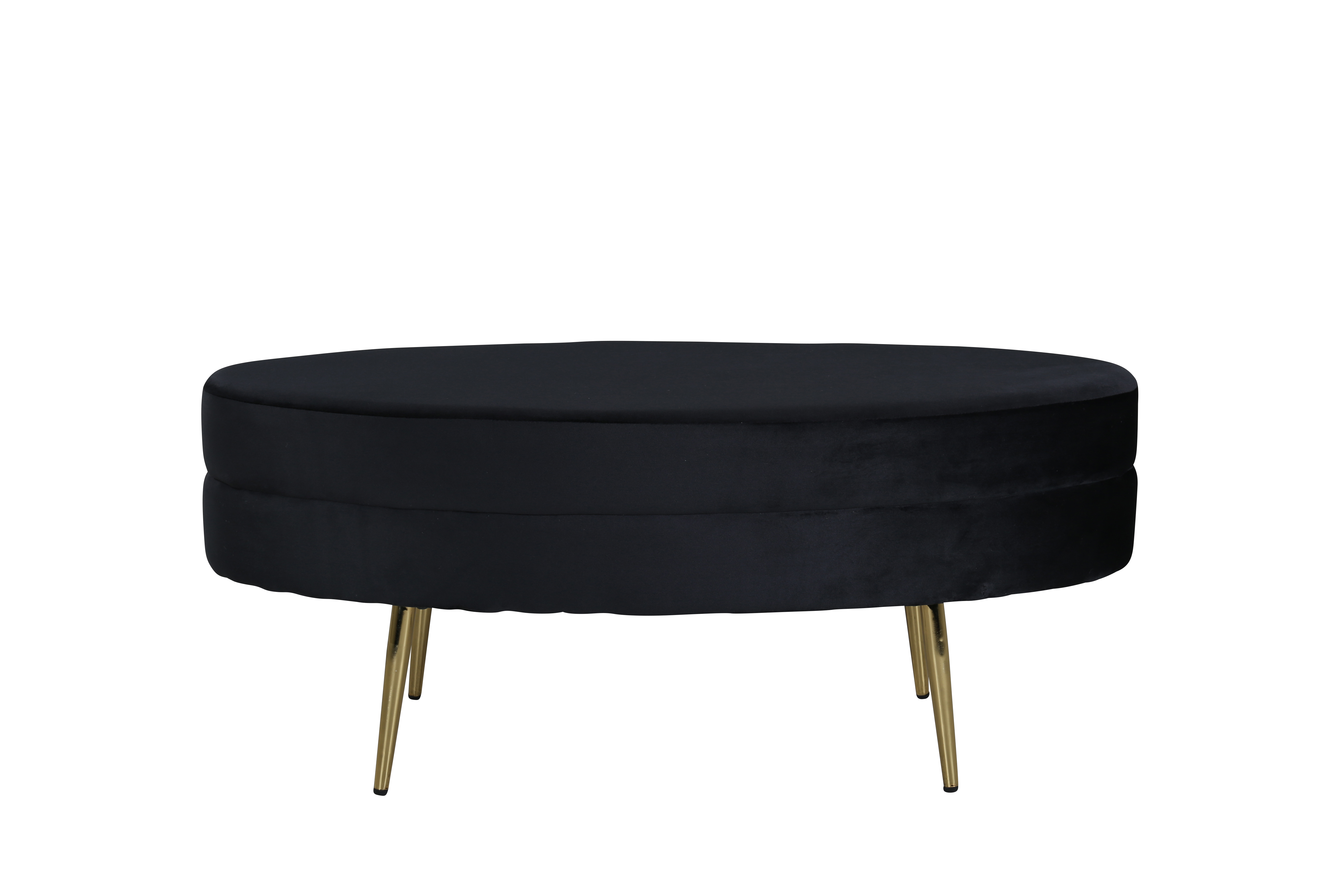 Venture Design Otto Puf  Oval Sort Fløjl Og Messingfolie Stål  100x40