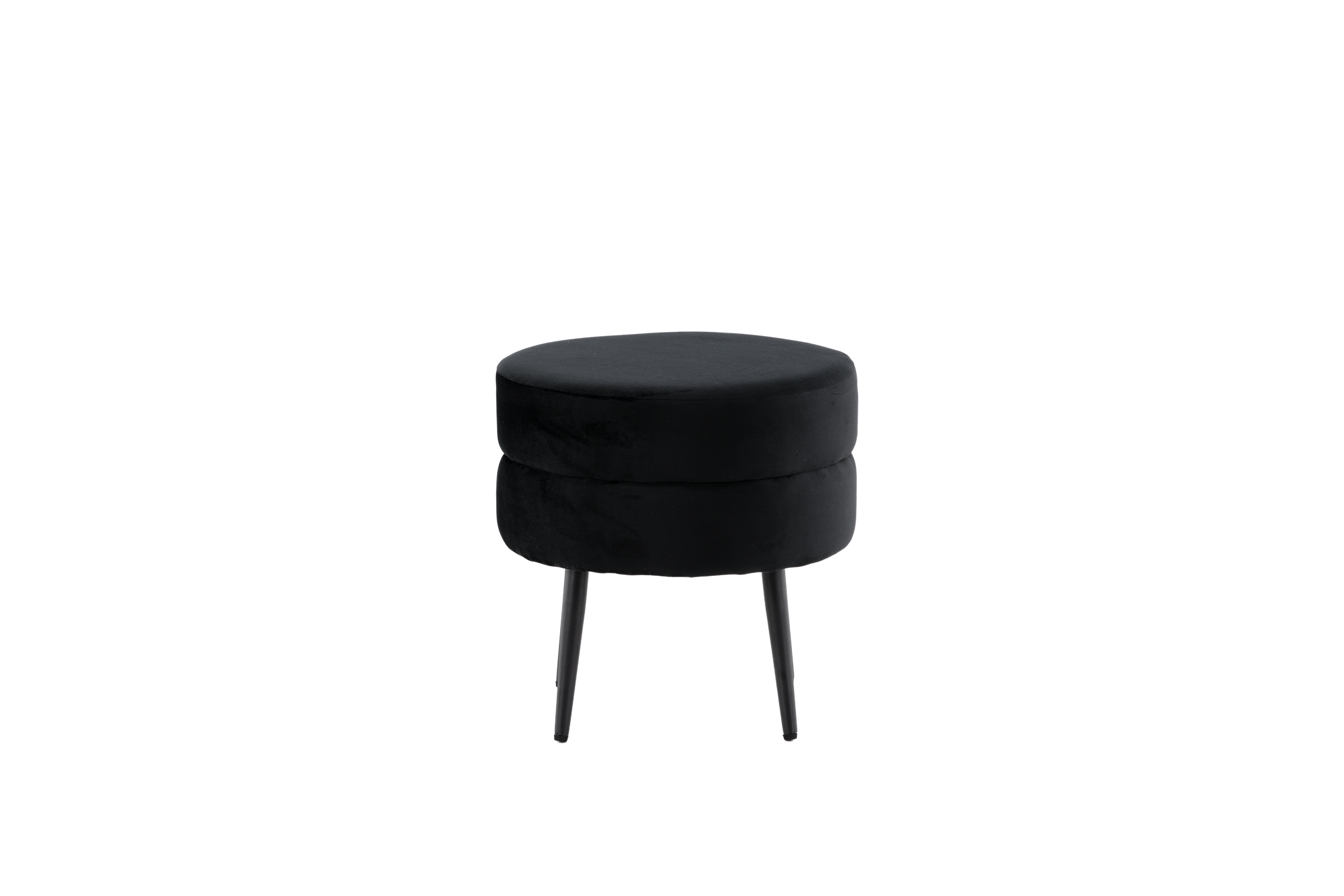 Venture Design Pot Puf  Rund Sort Fløjl Og Sort Stål  ø40