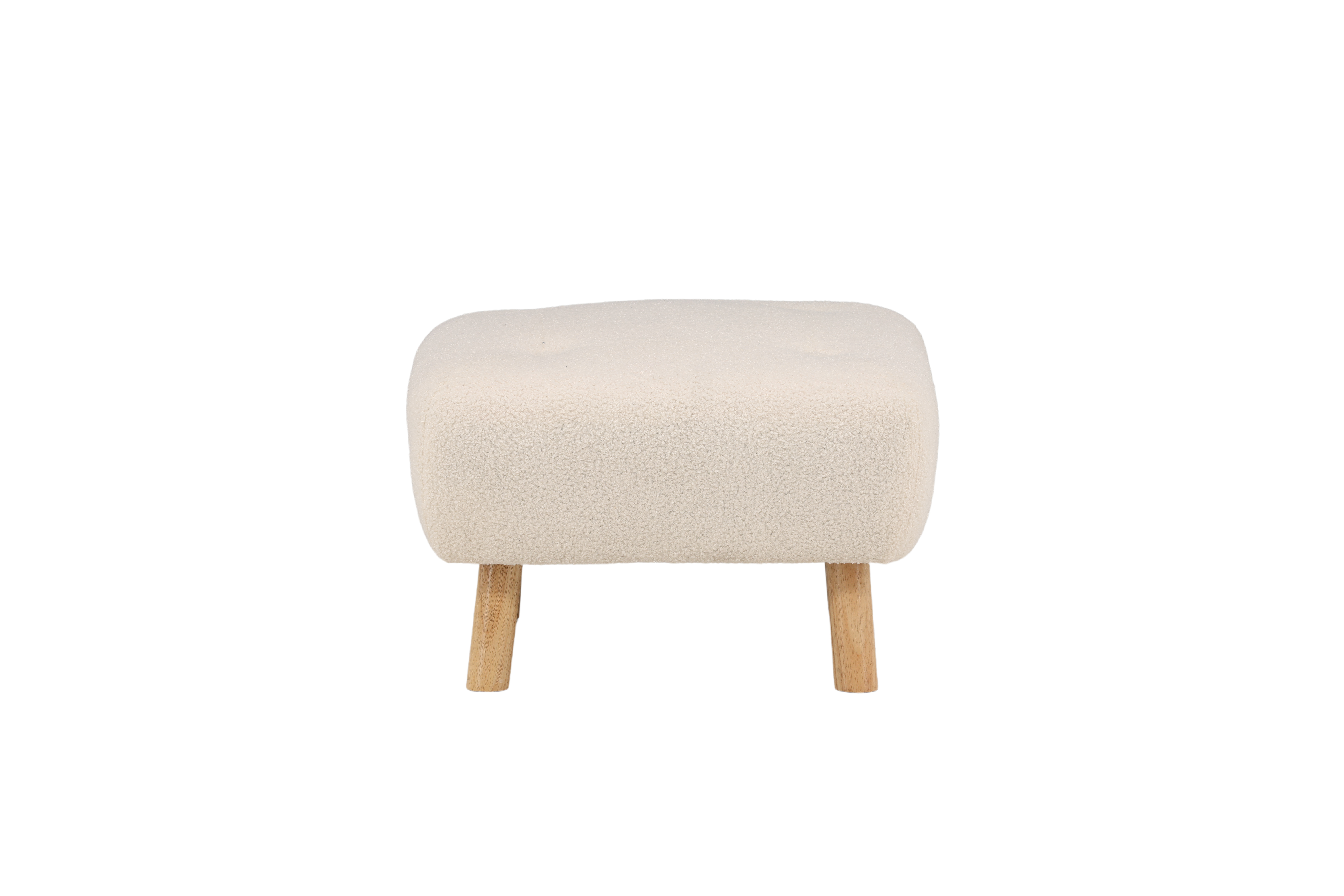 Venture Design Salina Puf  Kvadratisk Hvid Bamsestof Polyester Og Natur Gummitræ  60x60