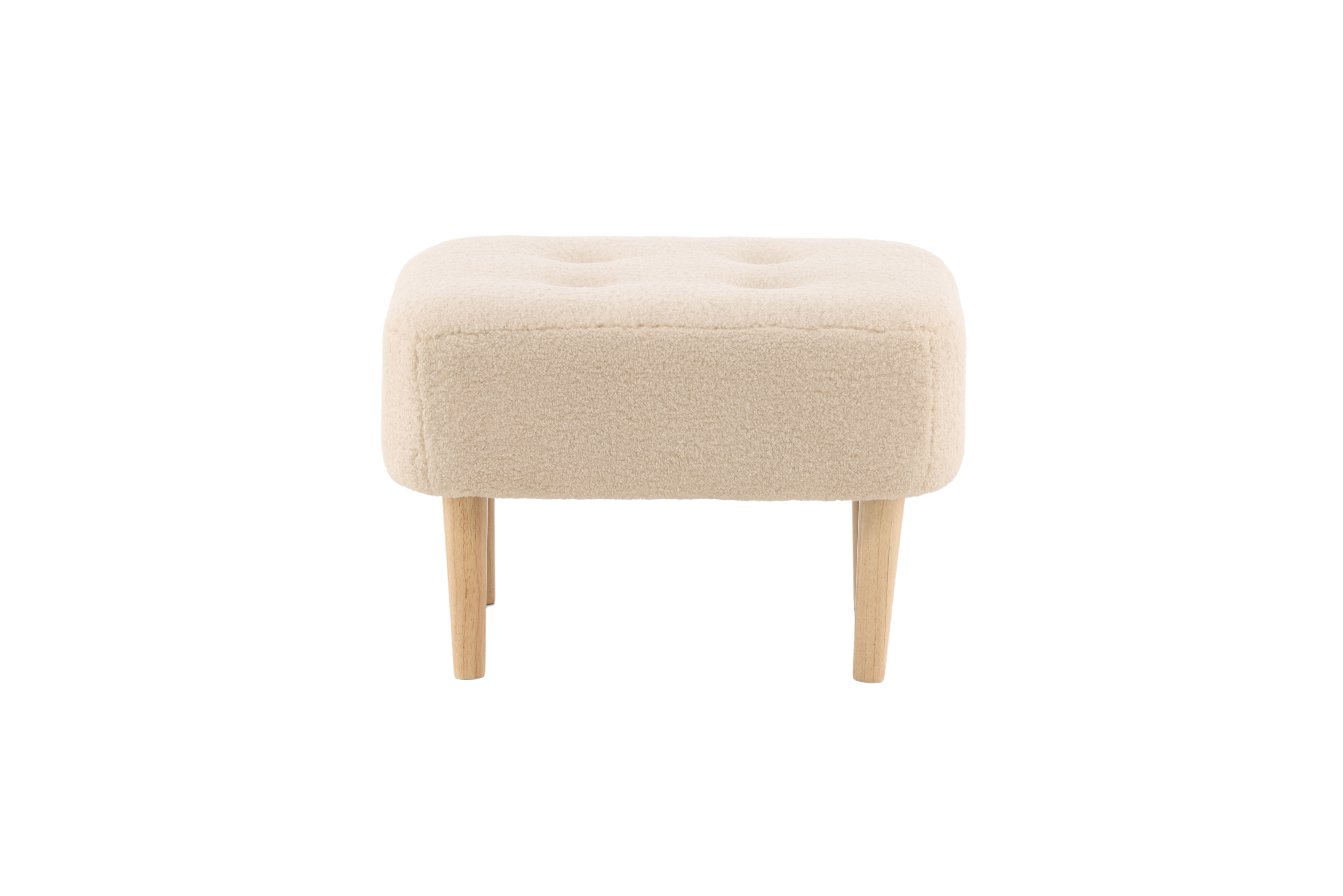 Venture Design Salina Puf  Kvadratisk Hvid Fleece Polyester Og Natur Gummitræ  59x59