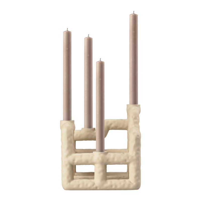 Villa Collection Lyng Lysestage  Til   Kronelys Sand Polyresin  21x21