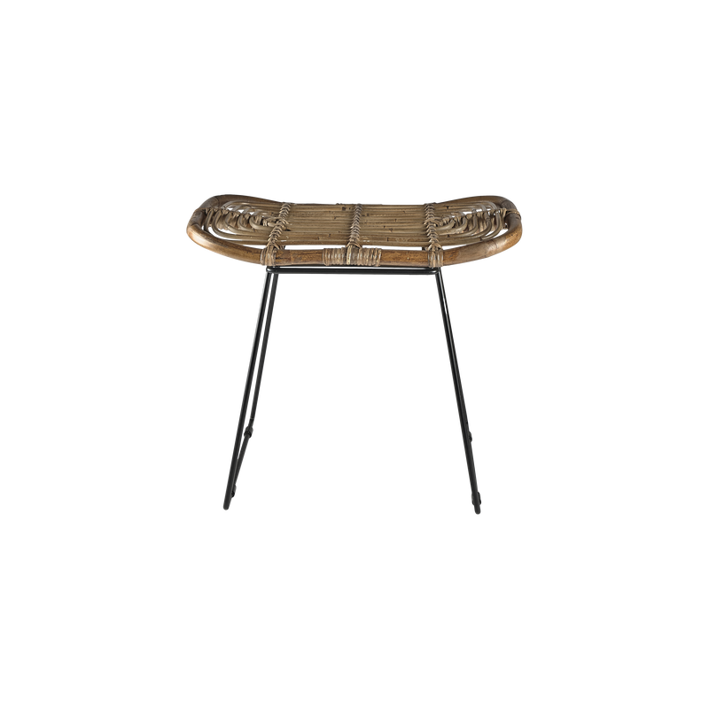Villa Collection Sokna Skammel  Rektangulær Natur Rattan Og Sort Metal  53x33