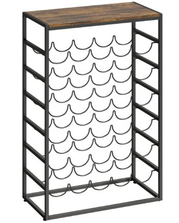 Vinreol Til 30 Flasker  Fritstående Metalflaskereol Til Kælder Opbevaringsrum  59   30   88   Cm  Rustik Brun