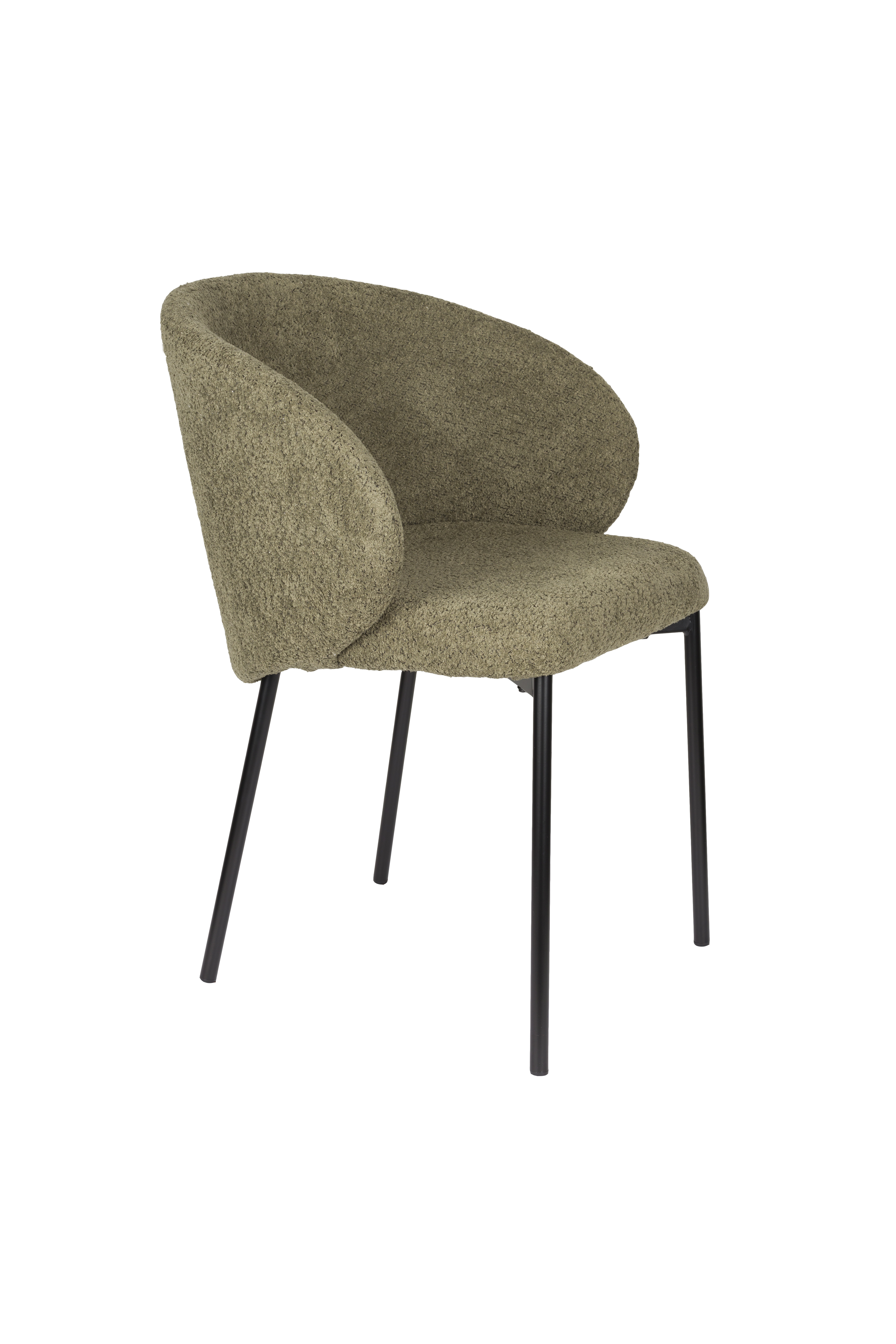 White Label Living Ayle Spisebordsstol     Armlæn Mosgrøn Polyester Og Sort Jern