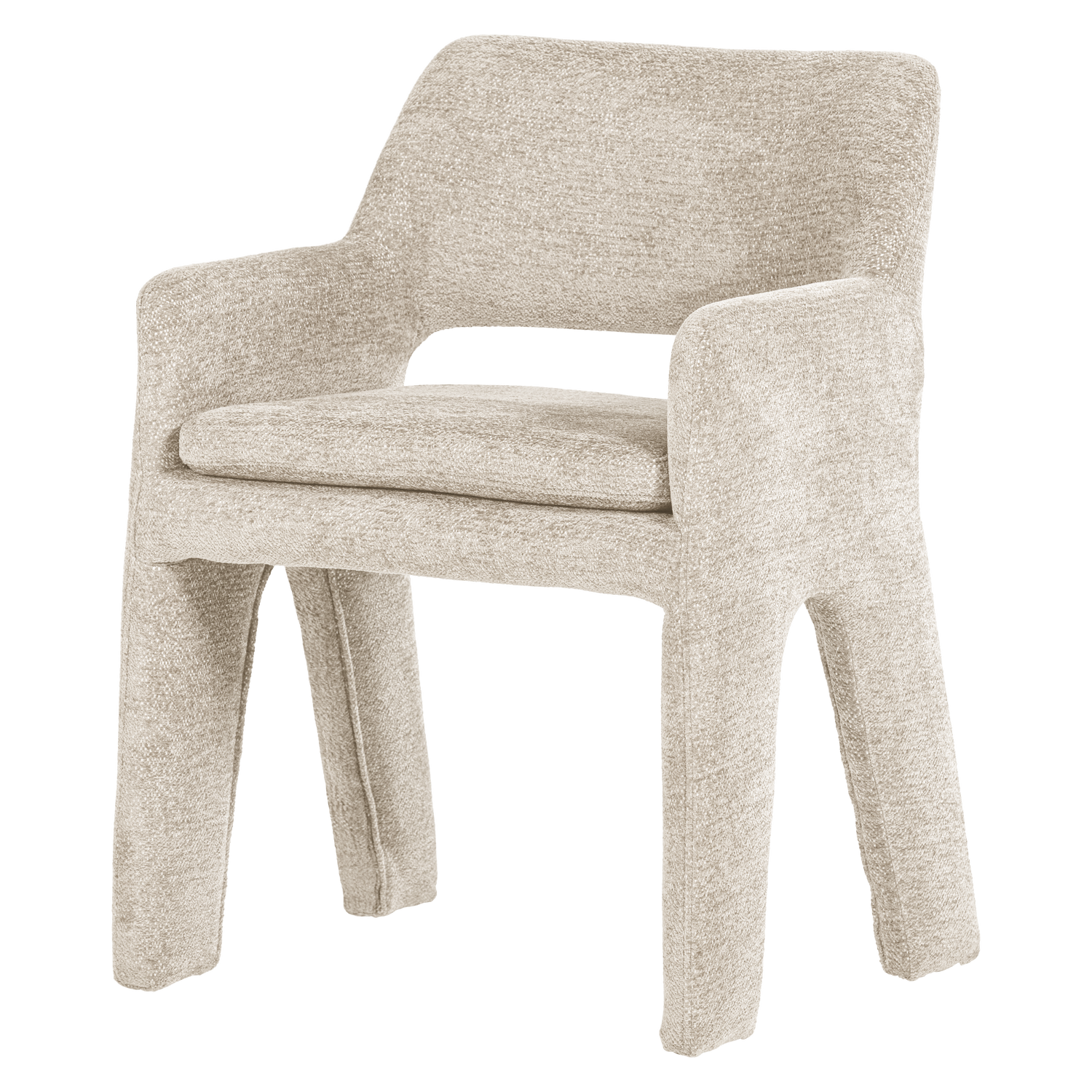 Woood Bigfoot Spisebordsstol     Armlæn Sand Chenille Stof