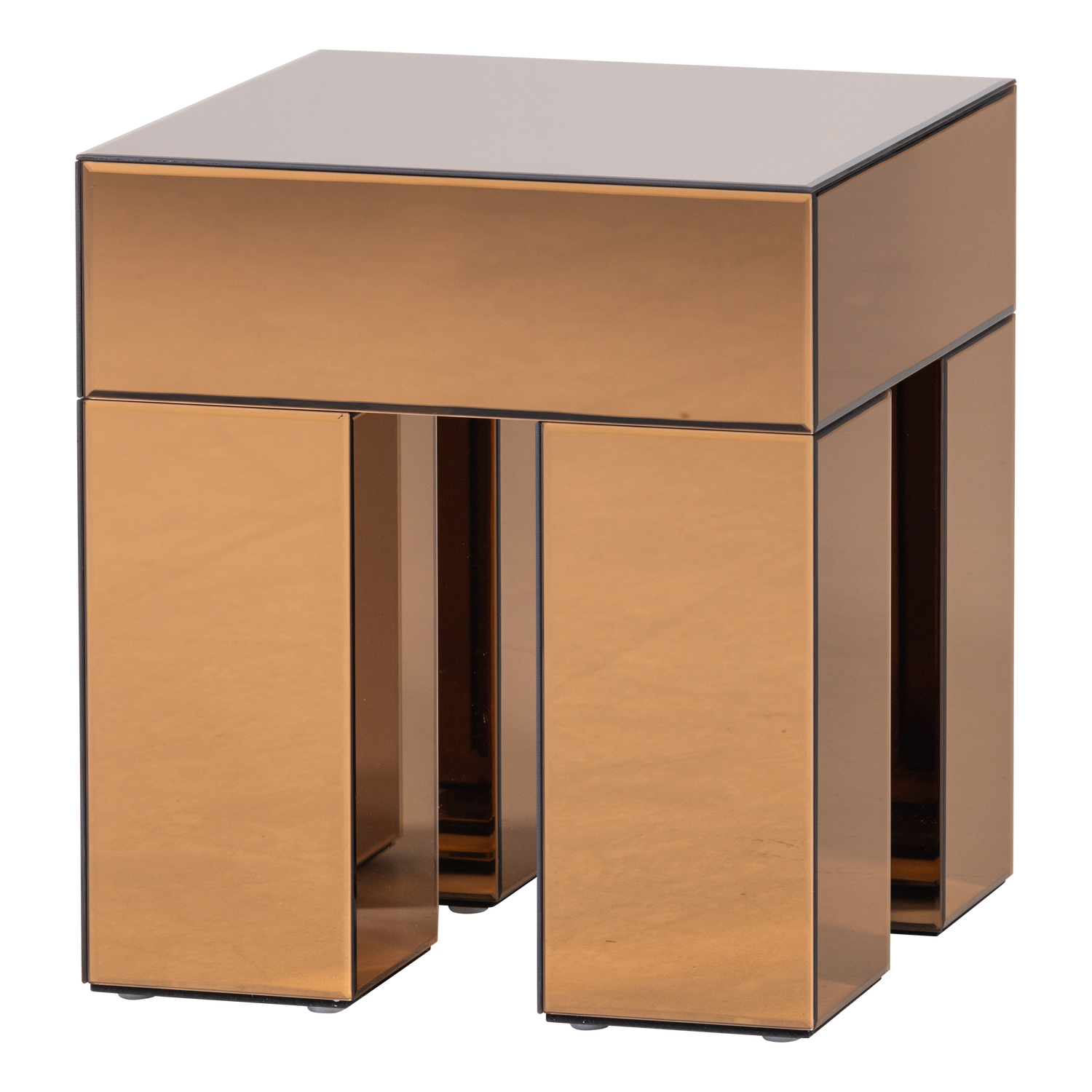 Woood Mirrox Sidebord Kvadratisk Brun Spejlglas 45x45