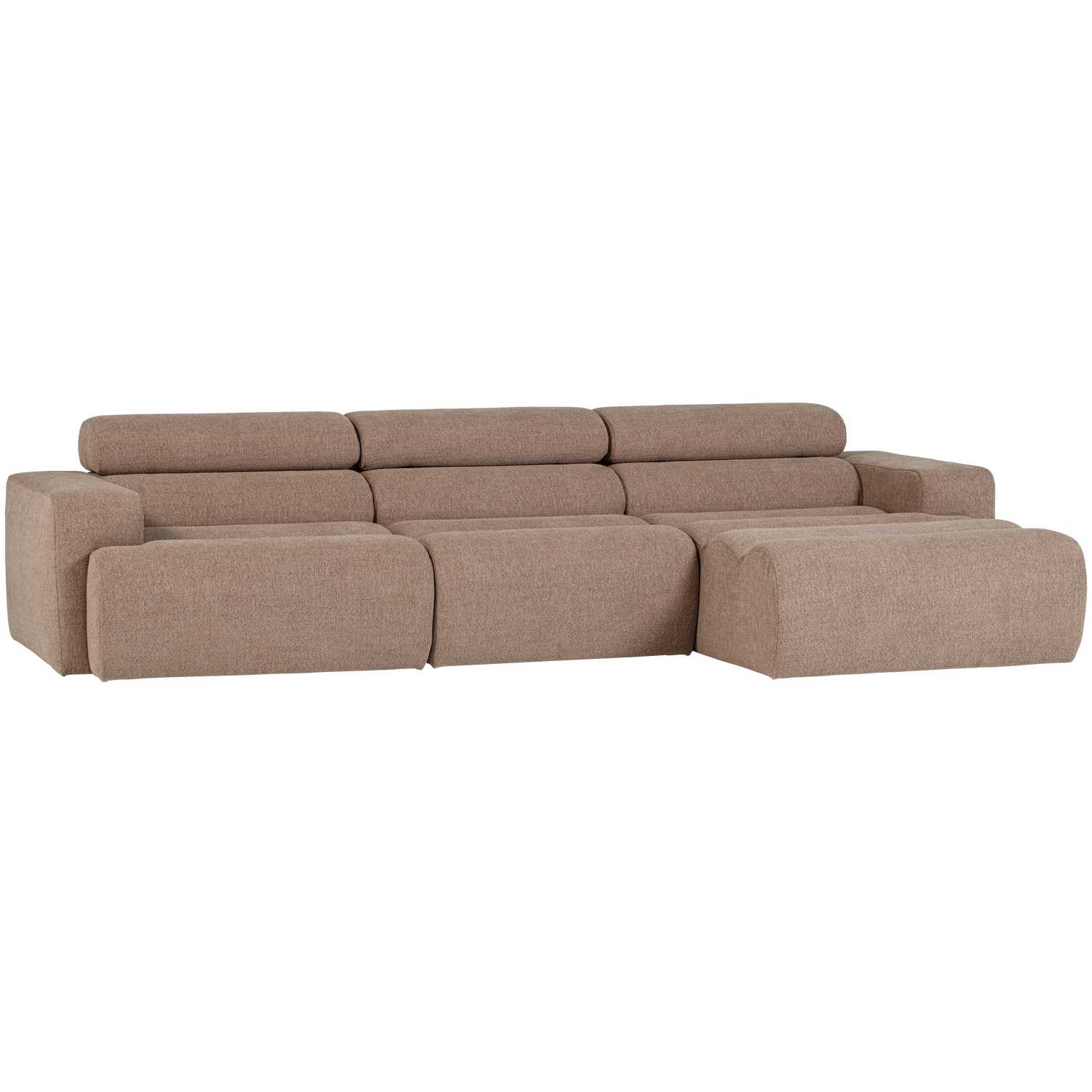 Woood Novi Sofa Højre Chaiselong Justerbar Nakkestøtte Taupe Bouclé Stof