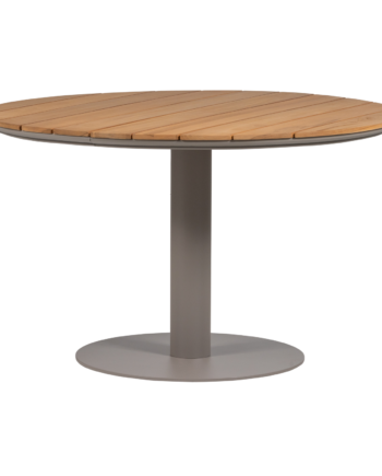 Woood Vela Havebord  Rund Natur Teaktræ Og Sand Aluminium  ø122