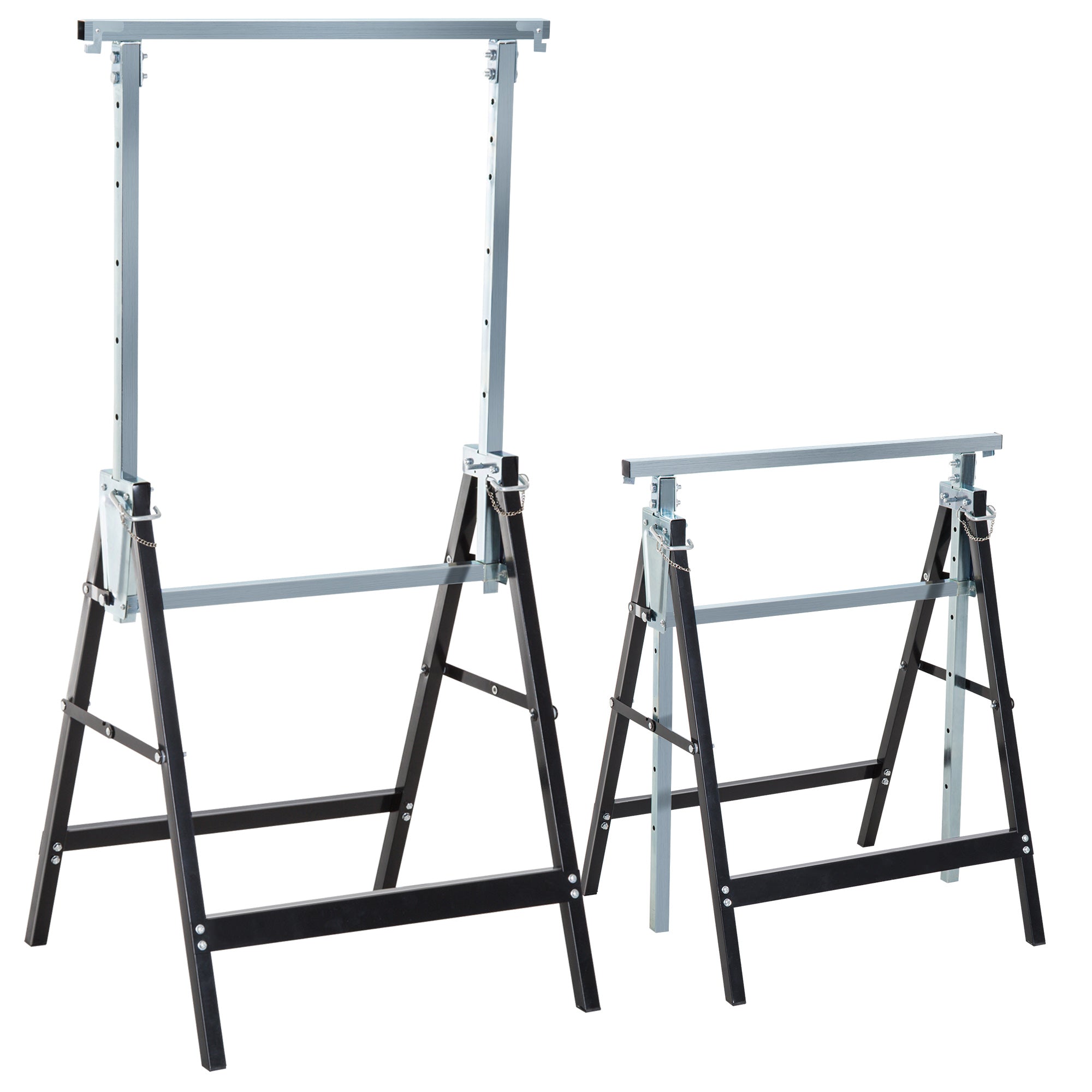 Stilladsbukke  Foldbar Bukke  Højdejusterbar Op Til 200 Kg  Stål  Sort  68   58   80-130 Cm