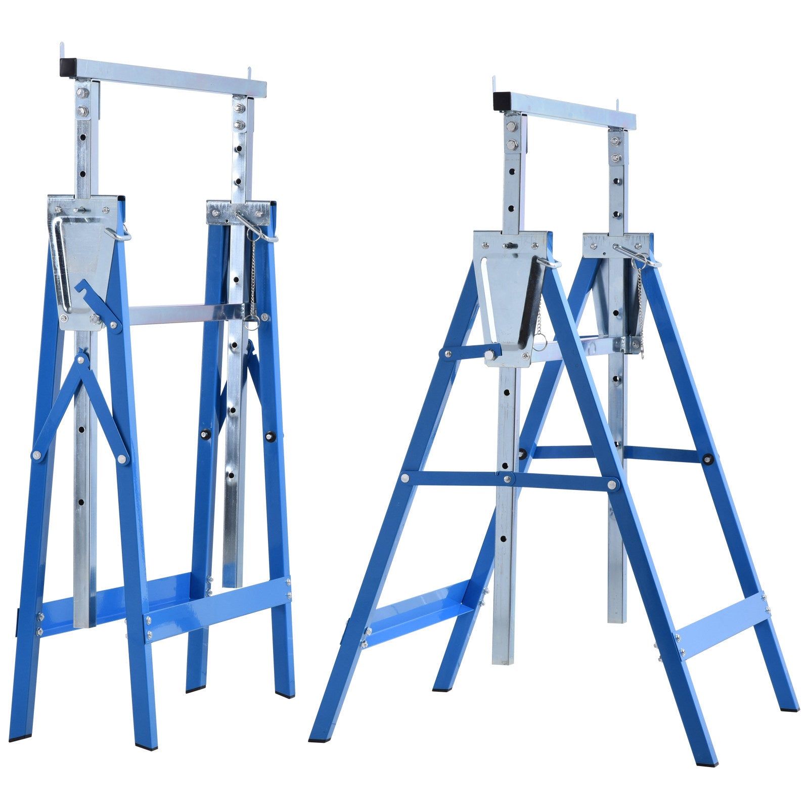 Stilladsbukke  Foldbar Bukke  Højdejusterbar Op Til 200 Kg  Stålblå  68   58   80-130 Cm