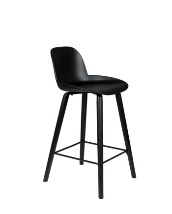 Zuiver Albert Kuip Barstol     Ryglæn Og Fodstøtte Sort Polypropylen Og Sort Asketræ  65cm