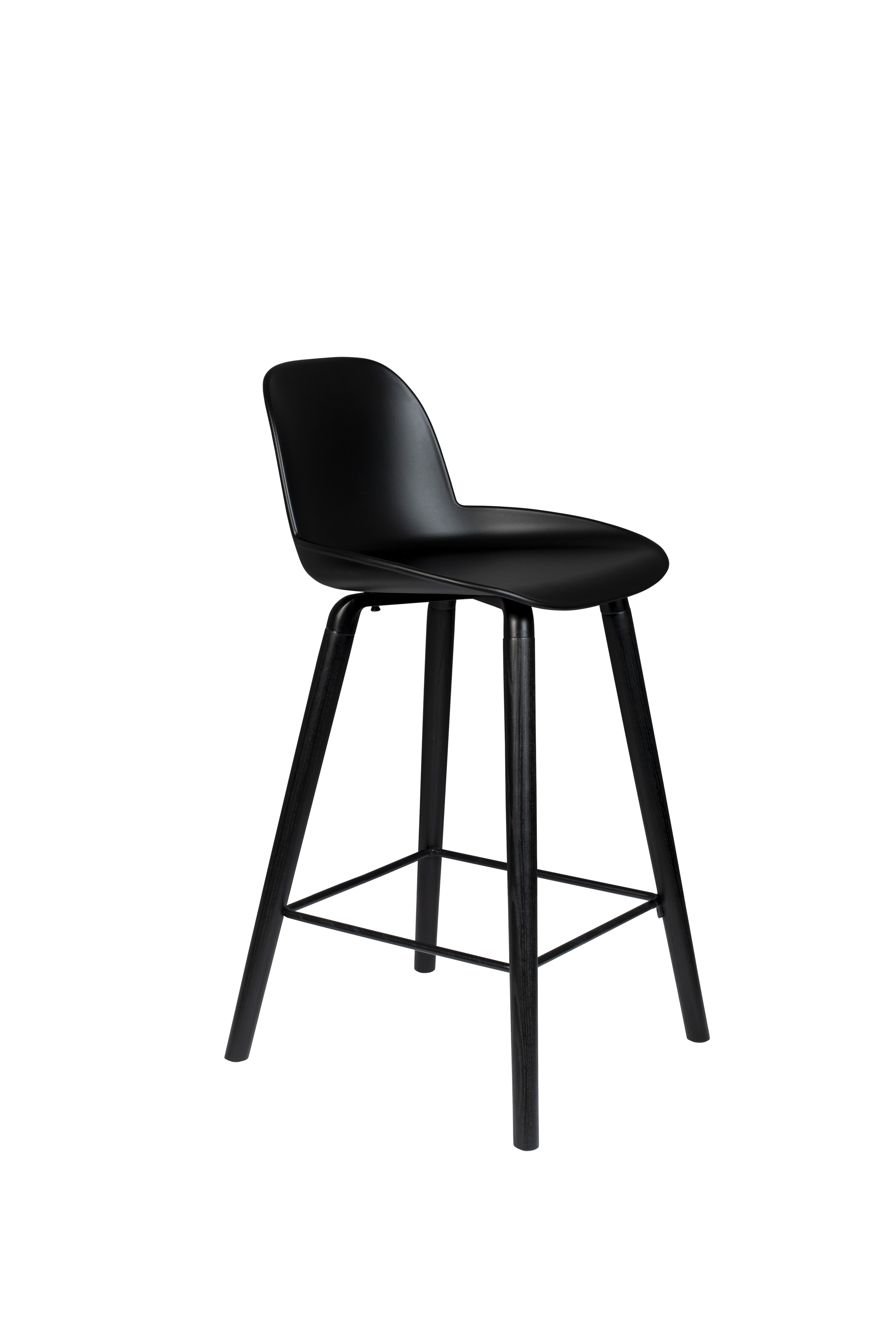 Zuiver Albert Kuip Barstol     Ryglæn Og Fodstøtte Sort Polypropylen Og Sort Asketræ  65cm