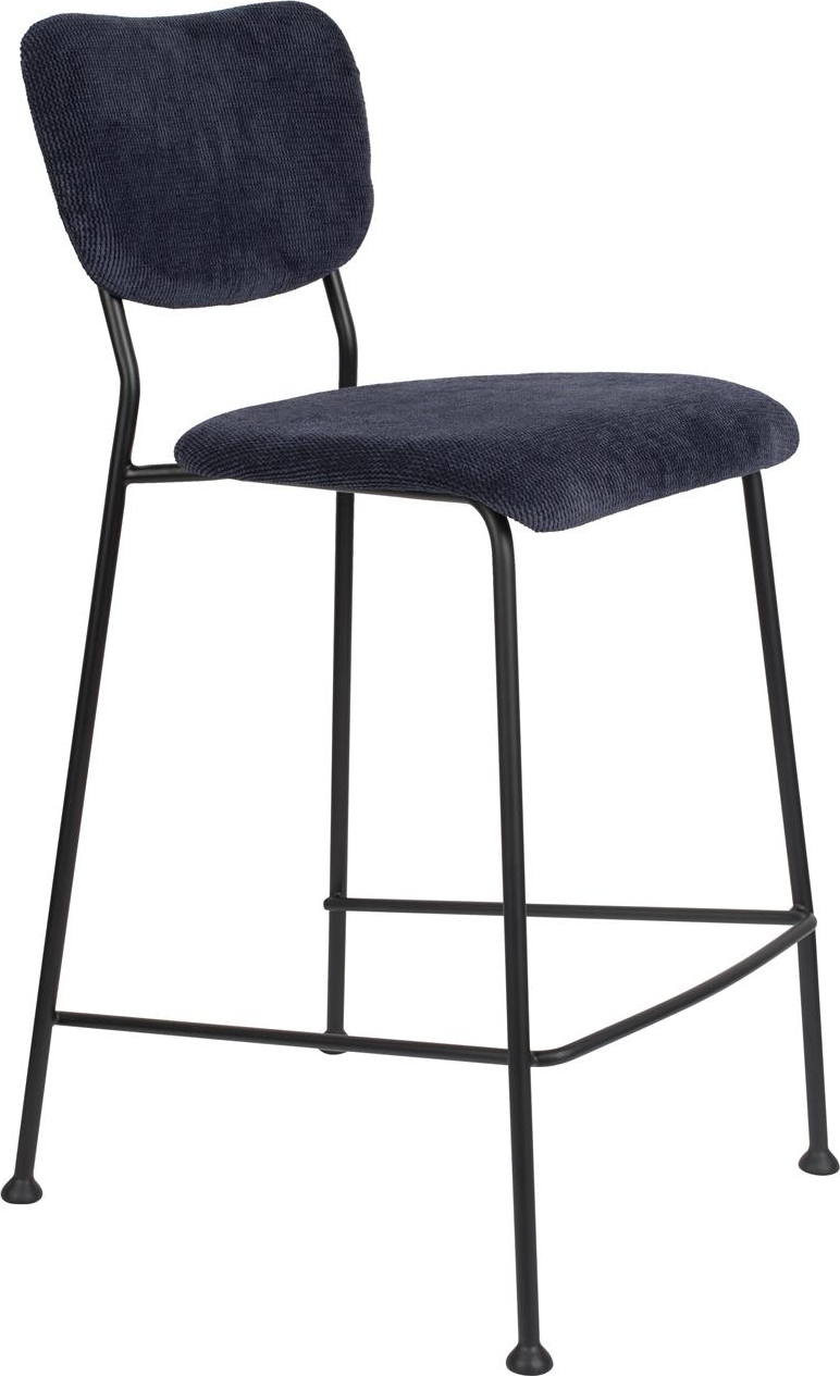 Zuiver Benson Barstol   Antracit Polstret Stof Med Sort Stålramme H92xb46xl53   Cm