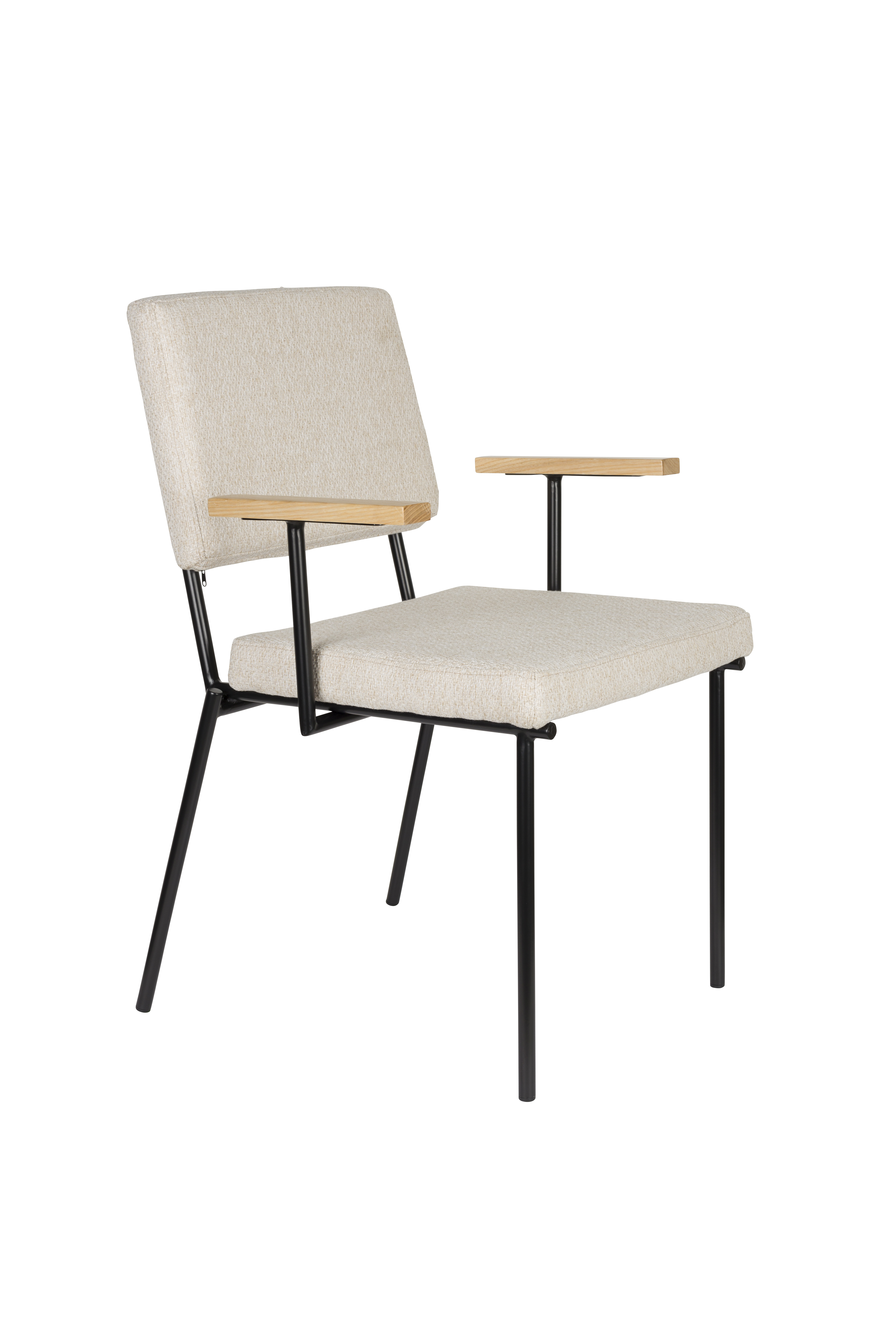 Zuiver Fellow Spisebordsstol     Armlæn Offwhite Polyester Og Sort Jern