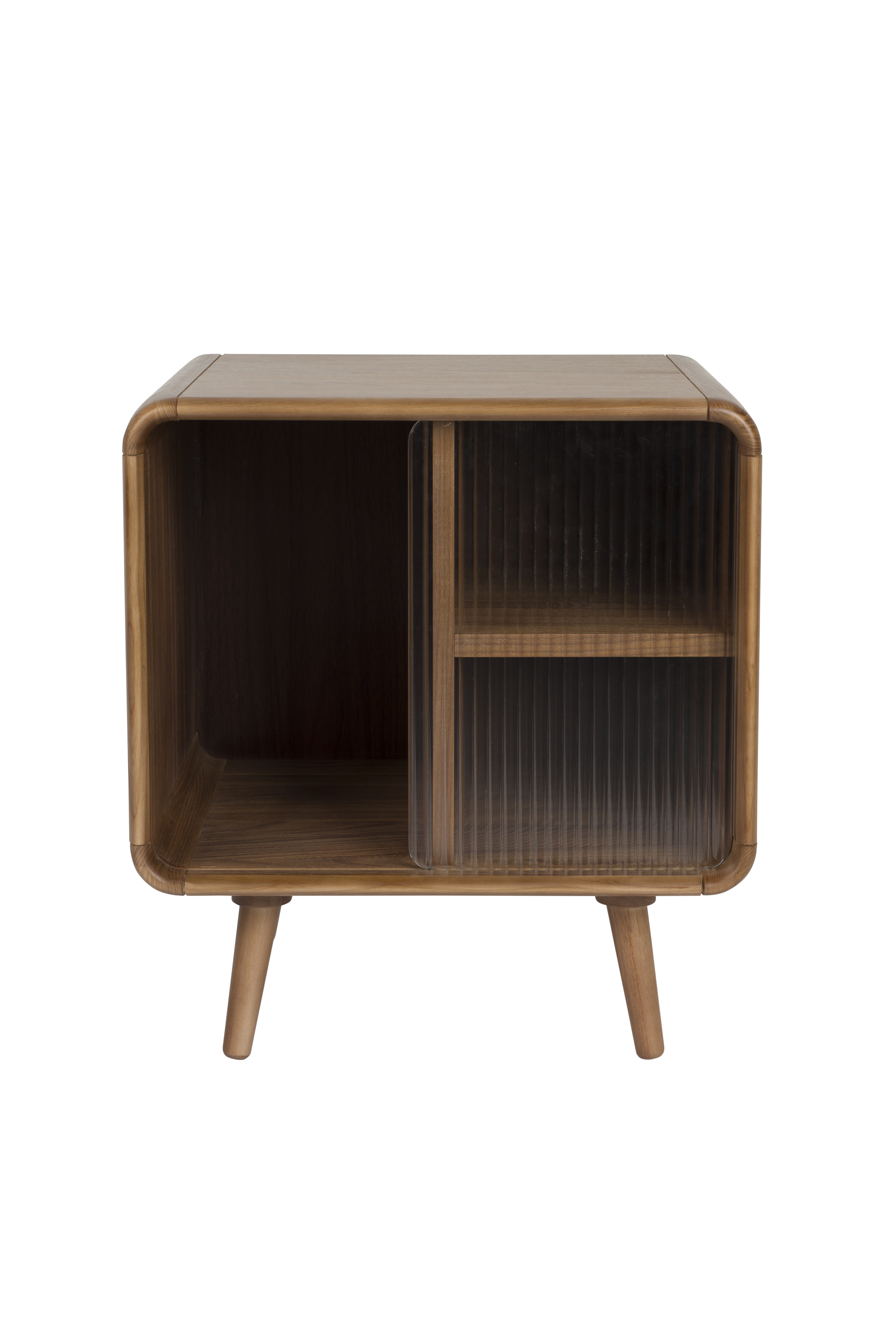 Zuiver Rise Sidebord       Glasskydelåge Og   Hylde Brun Valnøddefiner Og Gummitræ  40x50