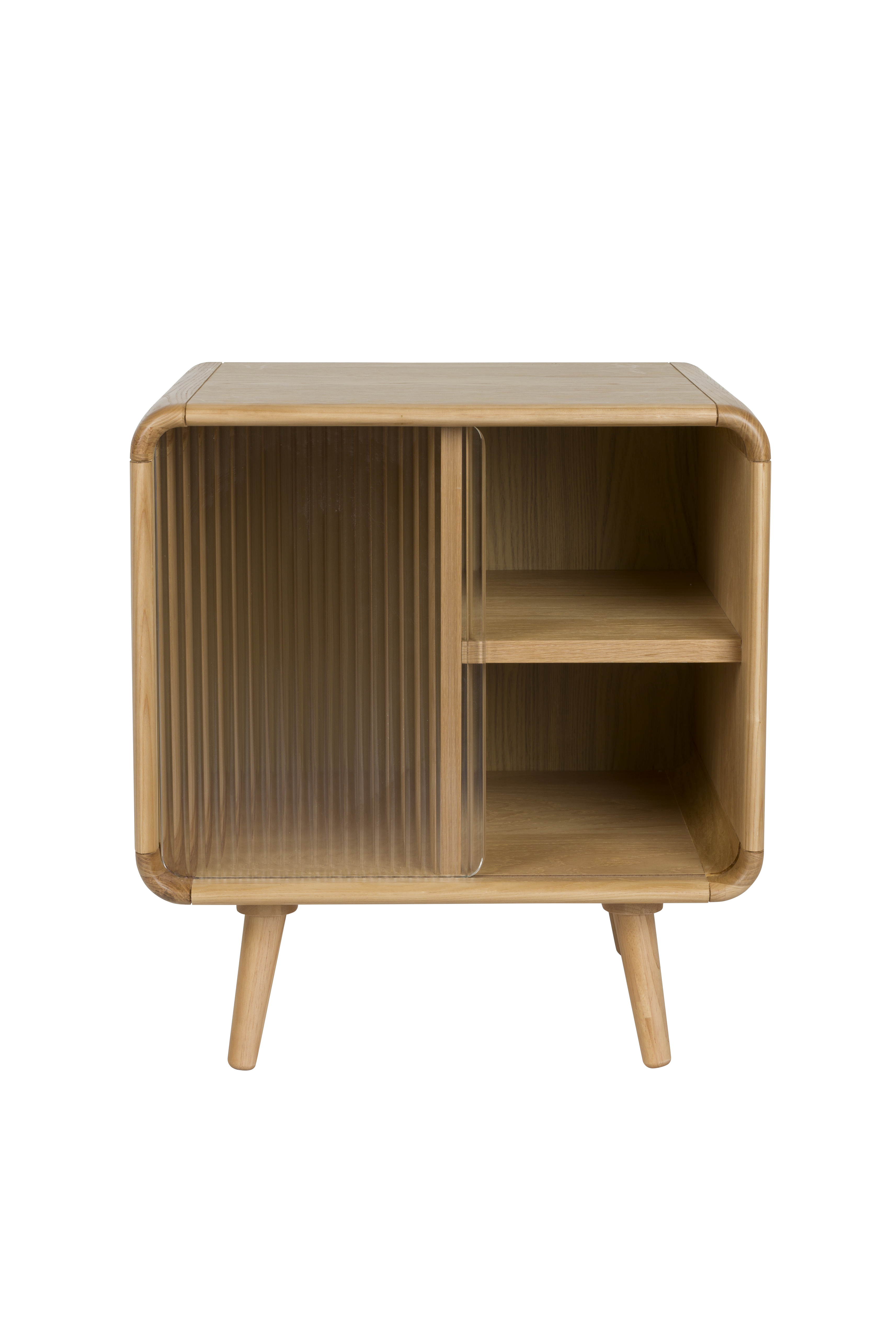 Zuiver  Rise Sidebord       Glasskydelåge Og   Hylde Natur Egefiner Og Gummitræ  40x50