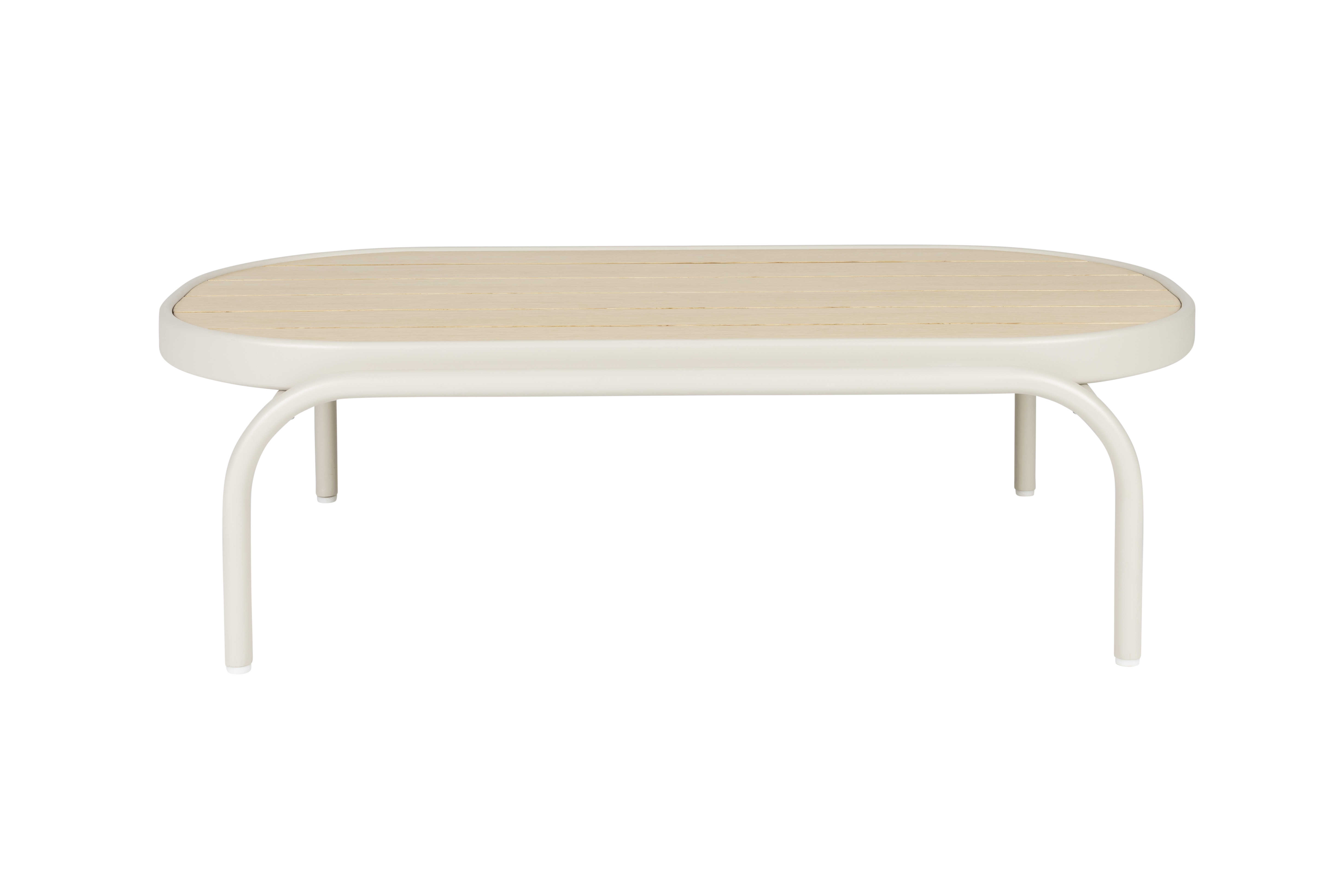 Zuiver  Vista Udendørs Sofabord  Oval Natur Træ Og Beige Aluminium  110x63