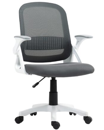 åndbar Netkontorstol  Ergonomisk Drejestol Med Foldbare Armlæn Og Lændestøtte  Grå
