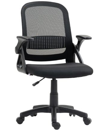 åndbar Netkontorstol  Ergonomisk Drejestol Med Foldbare Armlæn Og Lændestøtte  Sort