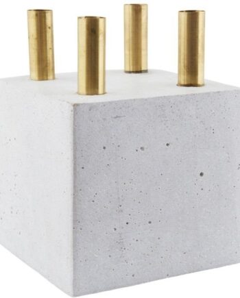 -armet Lysestage House Doctor The Cube Grå 16 Cm Pulveriseret Sten Resin