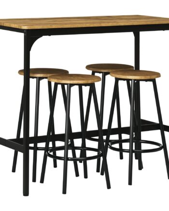 -delt Barbordssæt   Industrielt Design    Barbord    Barstole  Siddegruppe  Køkkenbordplade  Sort   Brun