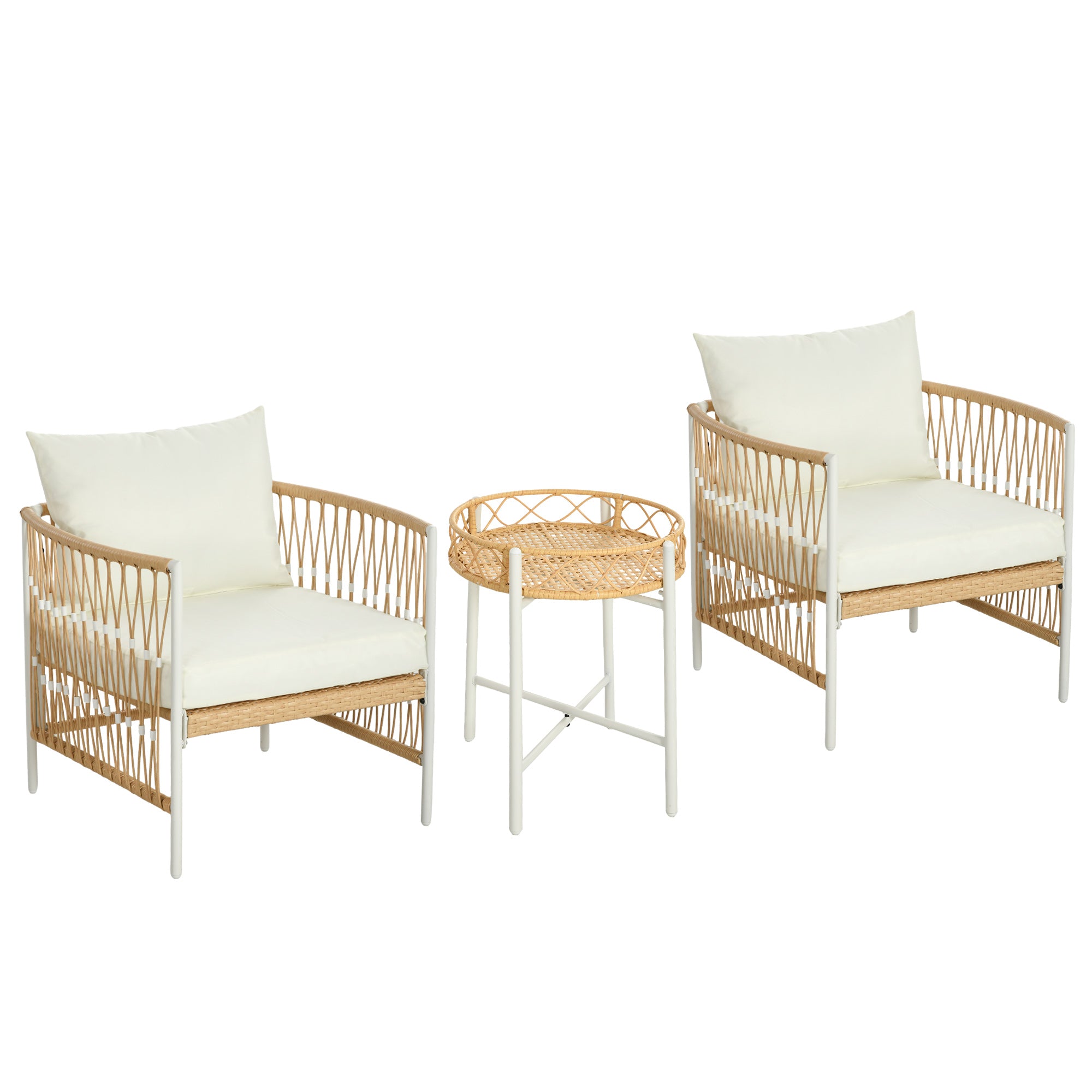 -delt Bistrosæt  Havemøbelsæt  Havesiddegruppe  Pe-rattan  72 Cm   66 Cm   64 Cm  Gul   Creme