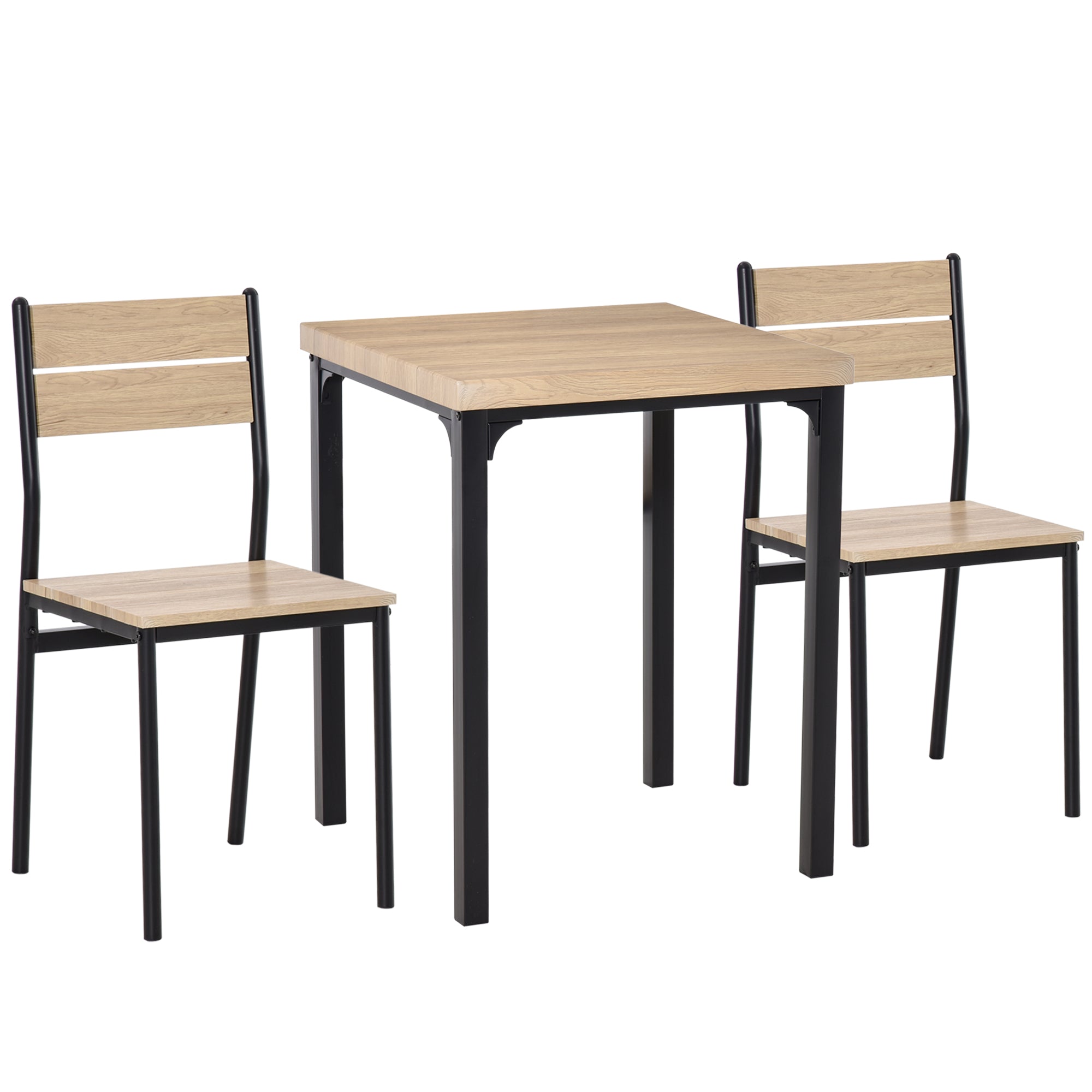 -delt Spisebord Køkkenbord Med Stole Sæt Naturtræ   Sort Med   Bord     Stole