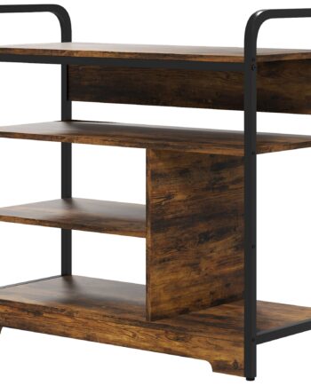 -etagers Skoreol  åbent Design  Metalramme  Justerbare Fødder  70x30x65 Cm  Brun Sort