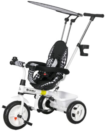 - -  Børnetrecykel Med Skubbehåndtag  Kaleche  Bælte  Opbevaringskurv  Til  -  år  Hvid