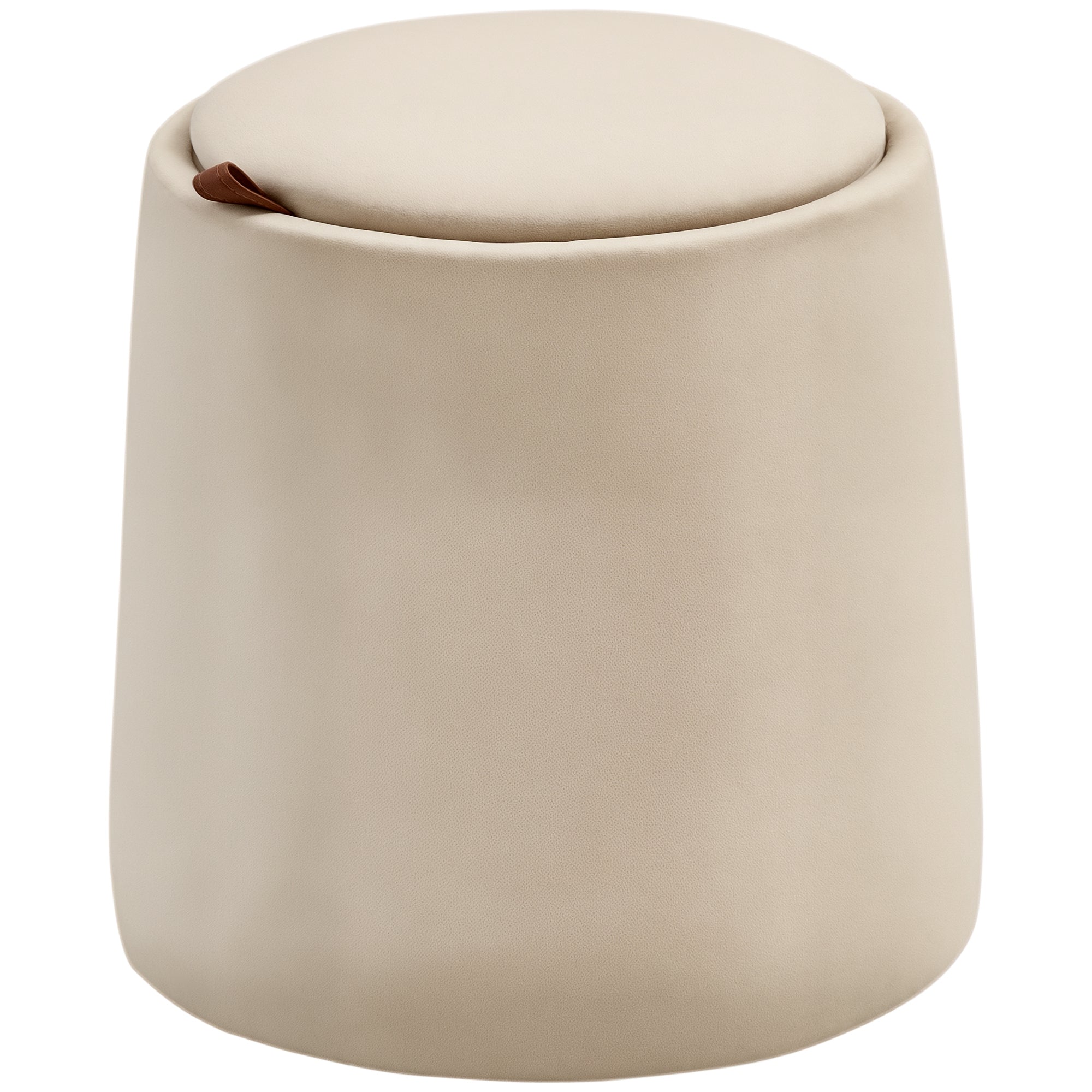 - -  Fløjlsskammel Med Opbevaring Og Aftageligt Låg ø44 Cm   47   Cm Beige