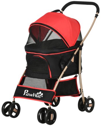 - -  Hundevognsbæretaske Autostol Op Til 10 Kg Sammenklappelig Gulvkurv 82 Cm   49   Cm   98 Cm Rød