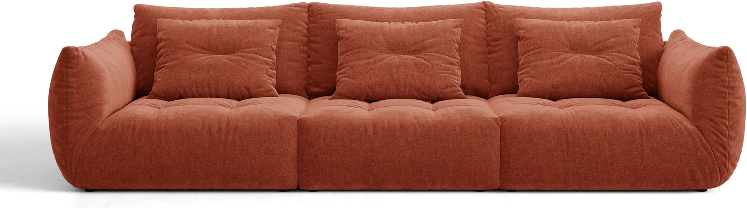-personers Sofa Micadoni Bloom   Rødbrun Tekstureret Wind-stof  327 Cm Bred  Inkl    Pyntepuder