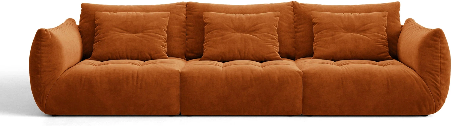 -personers Sofa Micadoni Bloom  Terracotta Velour  B327 Cm  Slidstærk Pletafvisende
