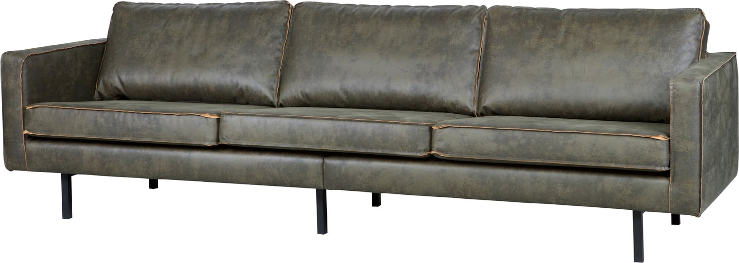 -personers Sofa Woood Rodeo Armygrøn Ecoleather 277 Cm Metalben