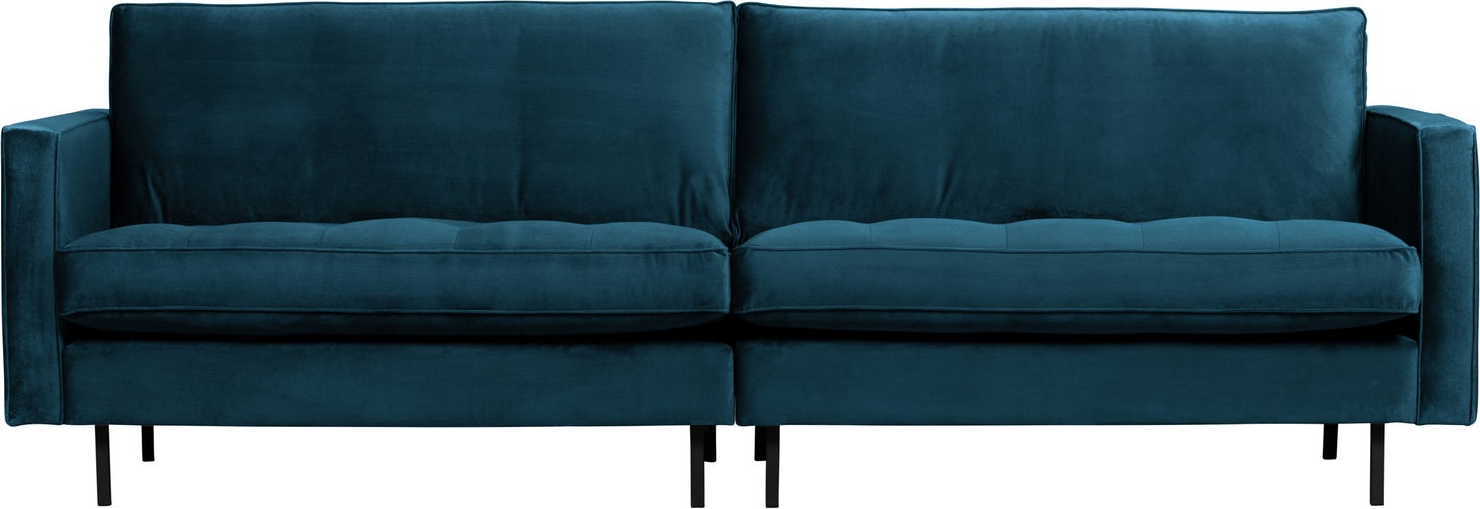 -personers Sofa Woood Rodeo Blå Velour Jarra 275 Cm Quiltede Sædehynder
