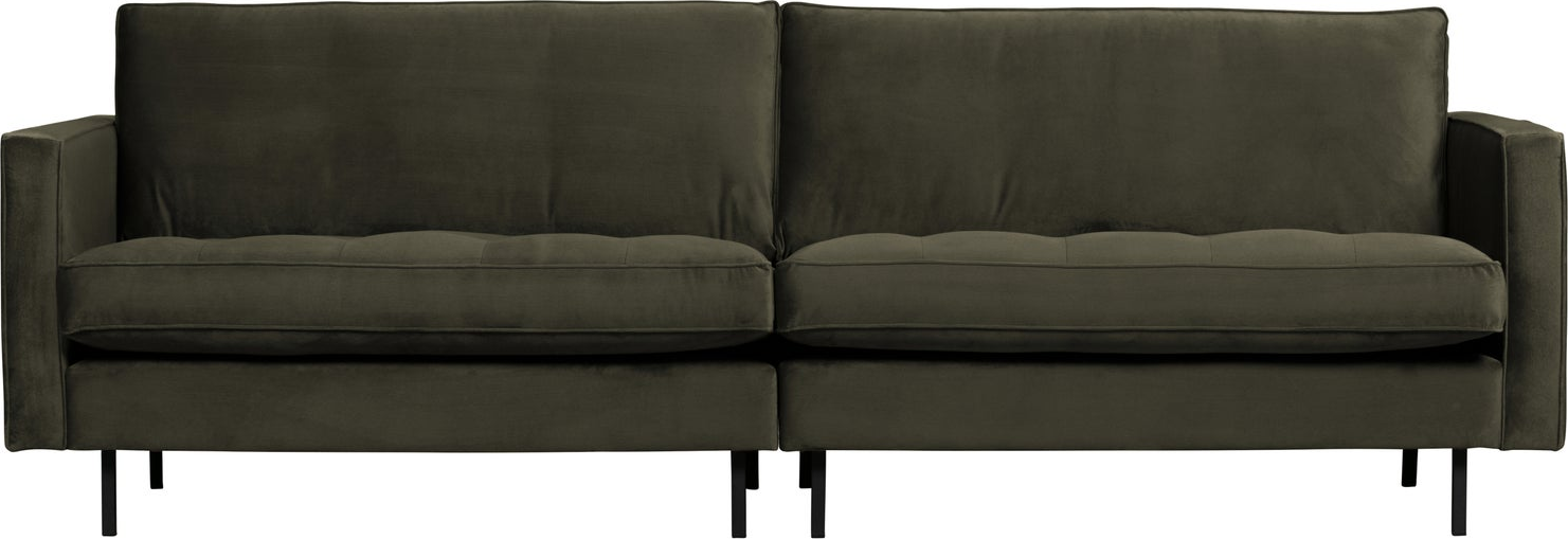 -personers Sofa Woood Rodeo Classic Mørkegrøn Jarra-fløjl 275 Cm Velour Quiltede Sæder Faste Hynder