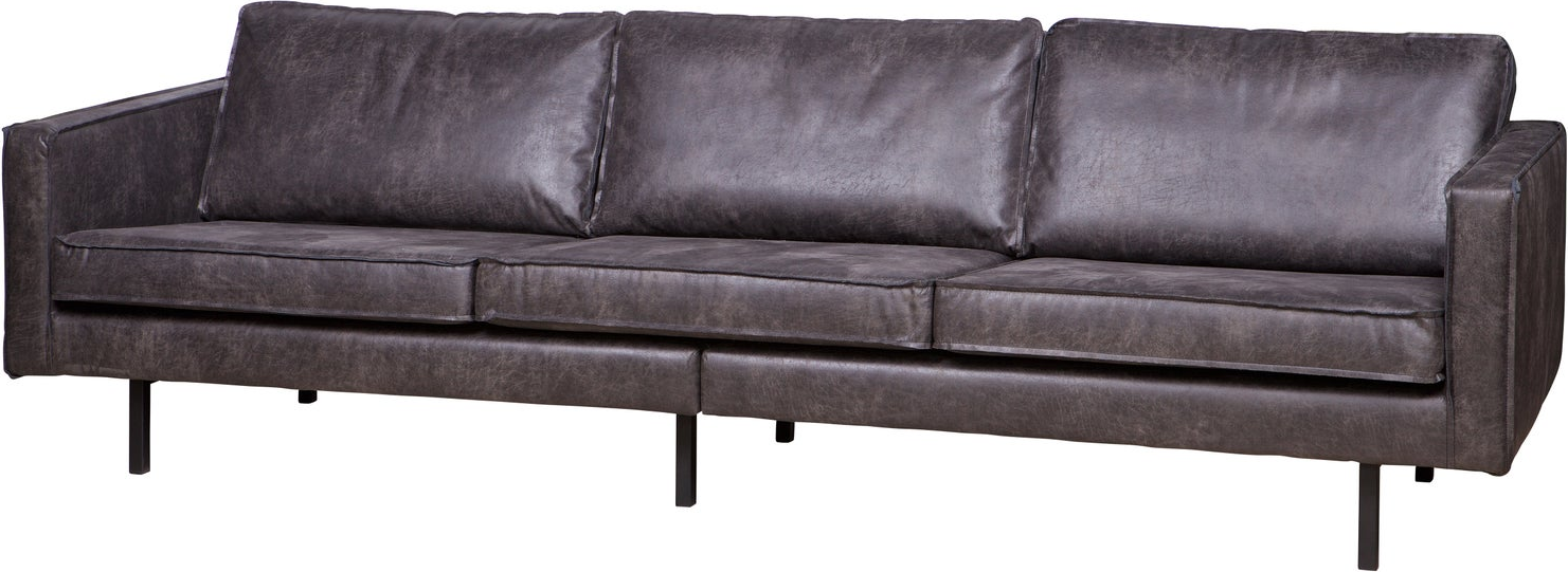 -personers Sofa Woood Rodeo Sort Ecoleather Læderlook Høje Ben Rummelig 277 Cm