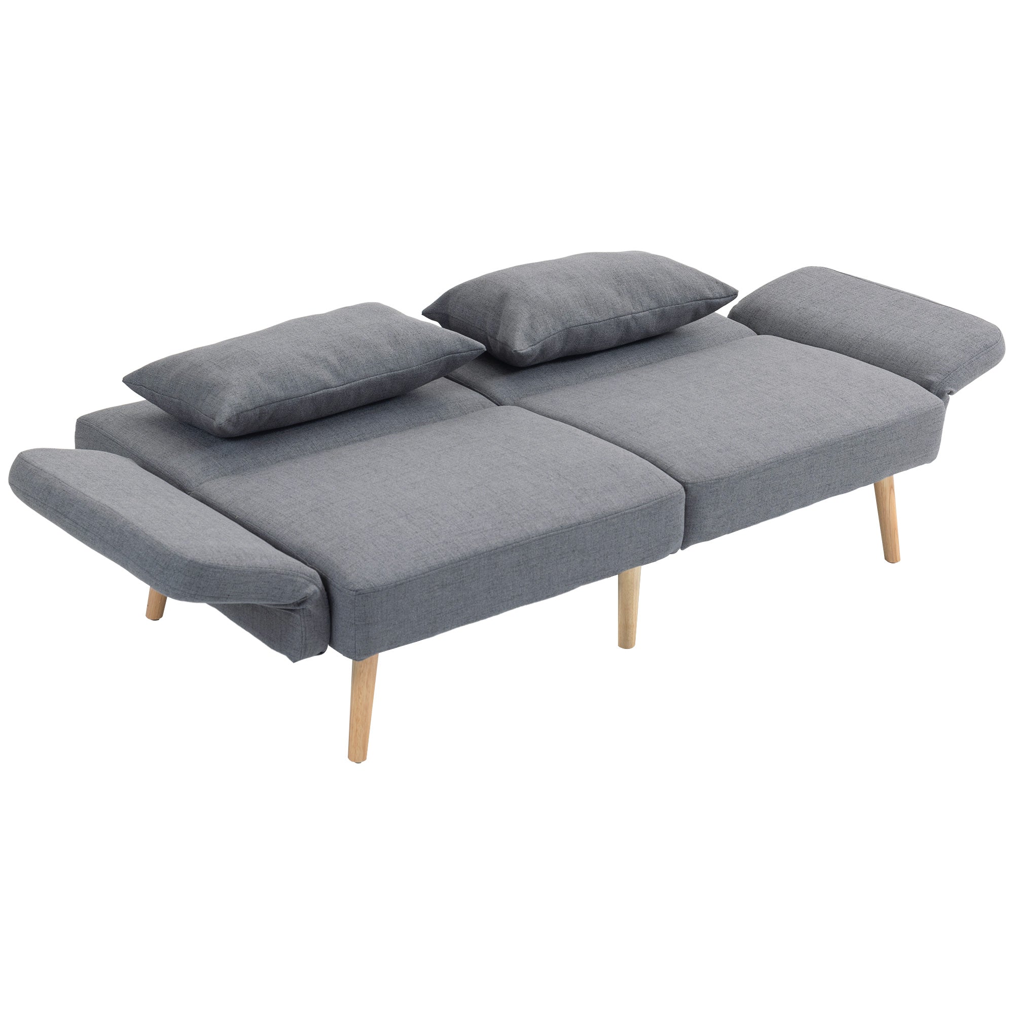 -personers Sovesofa  Gæsteseng Med Dobbeltseng  Op Til 240 Kg  Foldbare Ryglæn  Træstel  170   83   80 Cm  Grå